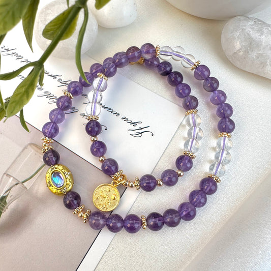 Natural Amethyst Double Layer Bracelet