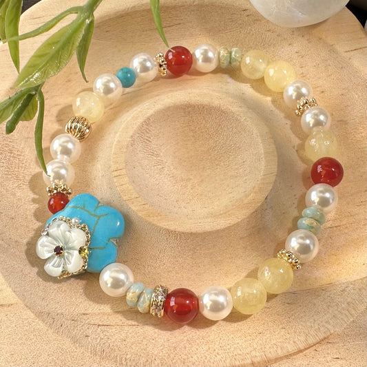 Red Agate Pearl Bracelet