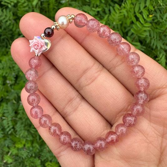 Rose Strawberry Quartz Bracelet