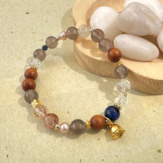 Super Seven, Pearl & Wood Bead Bracelet